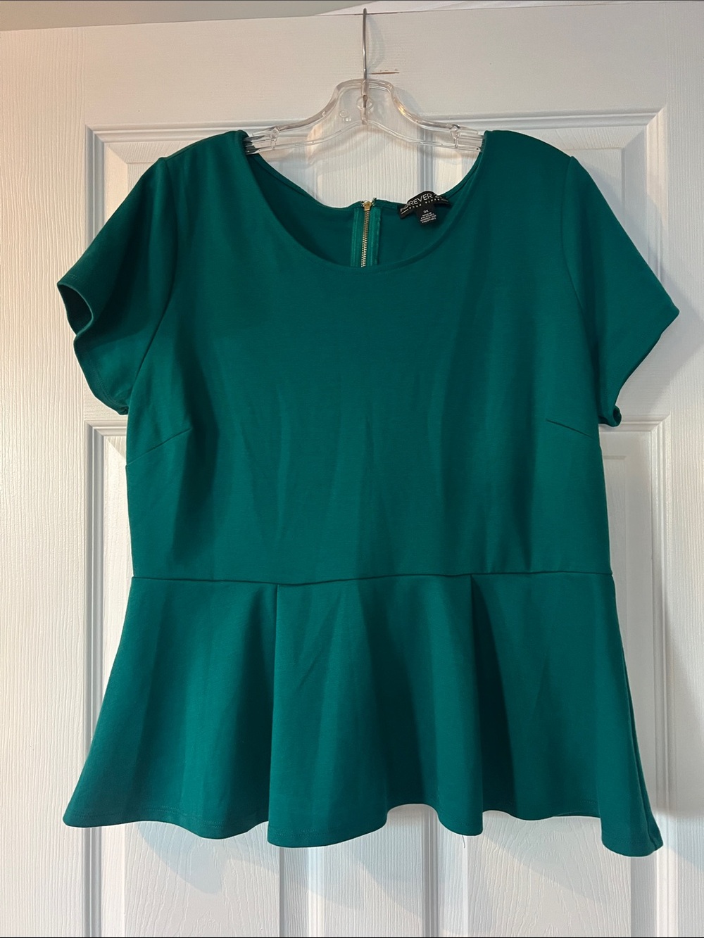 Forever 21 Teal Short Sleeve Peplum Top